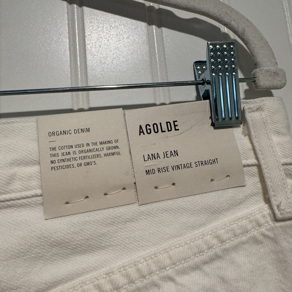 Agolde Lana Slice Jeans Mid Rise Vintage Straight White Denim NEW Size 29 - Picture 9 of 12